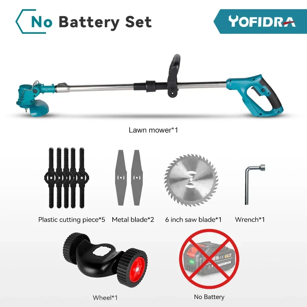 thumbnail image 1 of Cortadora de césped eléctrica de mano Yofidra para batería Makita de 18 V, cortadora de césped inalámbrica para jardín, longitud ajustable con 2 baterías, 1 of 5