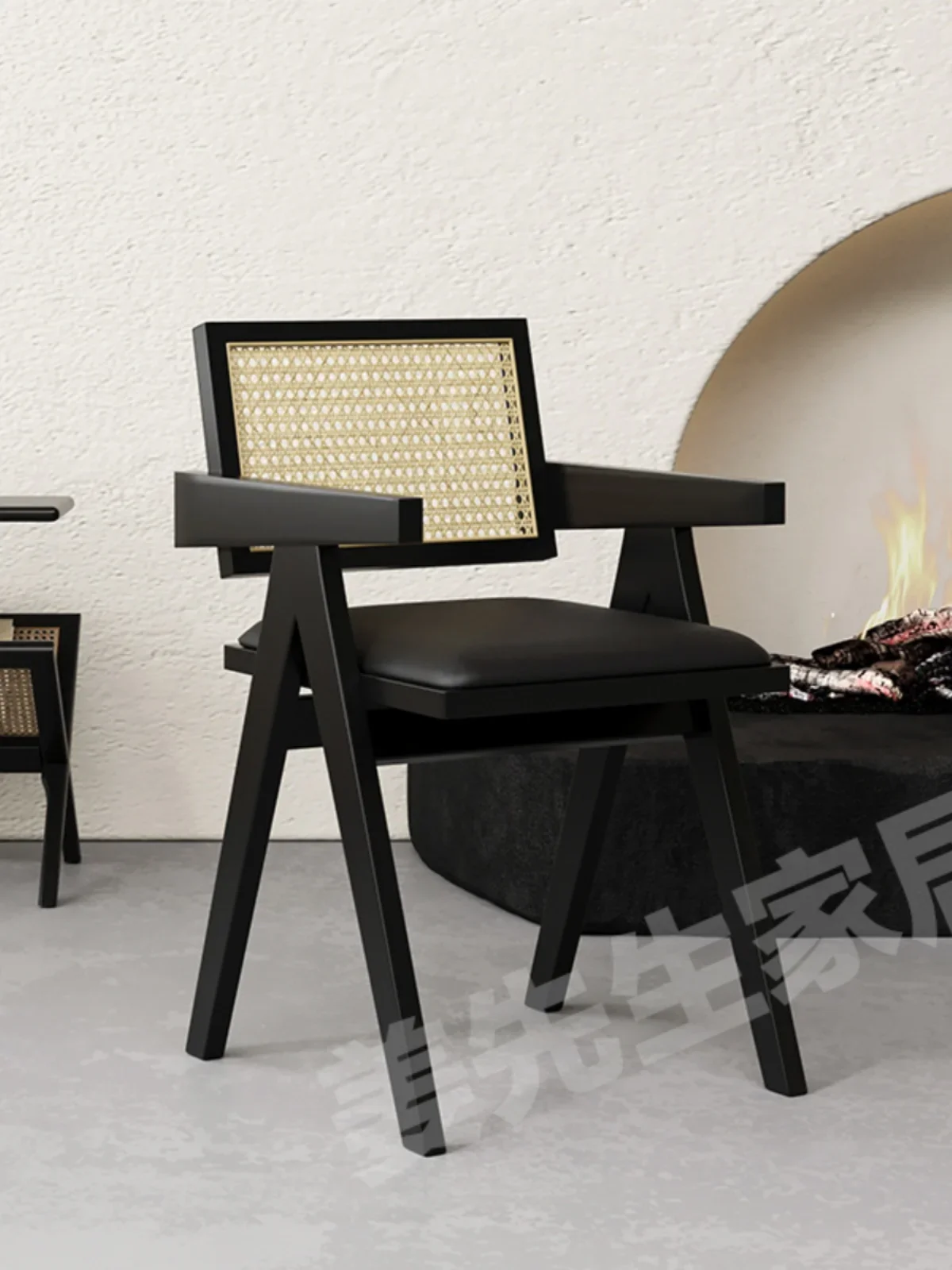 

Natural Vine Dining Chair Wooden Arm Commercial Living Room Simple Dining Chair Work Bedroom Coffee Sillas Home Furniture LV40DC