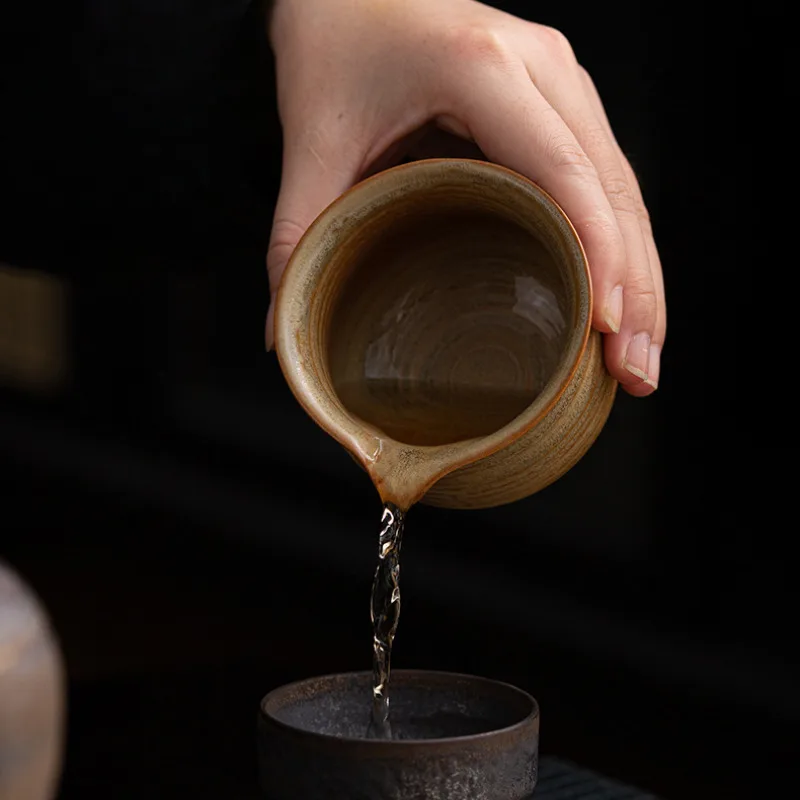 150ML Retro Old Rock Mud Screw Thread Tea Pitcher Cha Hai Dispenser Household Justice Cup Fair Mug Chinese Tea Set Accessories