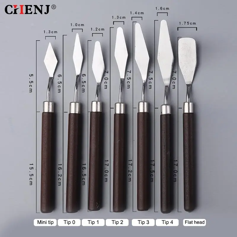 1pc/7pcs Stainless Steel Spatula Kit Palette Gouache Supplies For Oil Painting Knife Fine Arts Painting Tool Set Flexible Blades