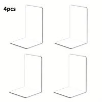 4Pcs Clear Acrylic Bookends L-shaped Desk Organizer Desktop Book Holder School Stationery Office Accessories 1