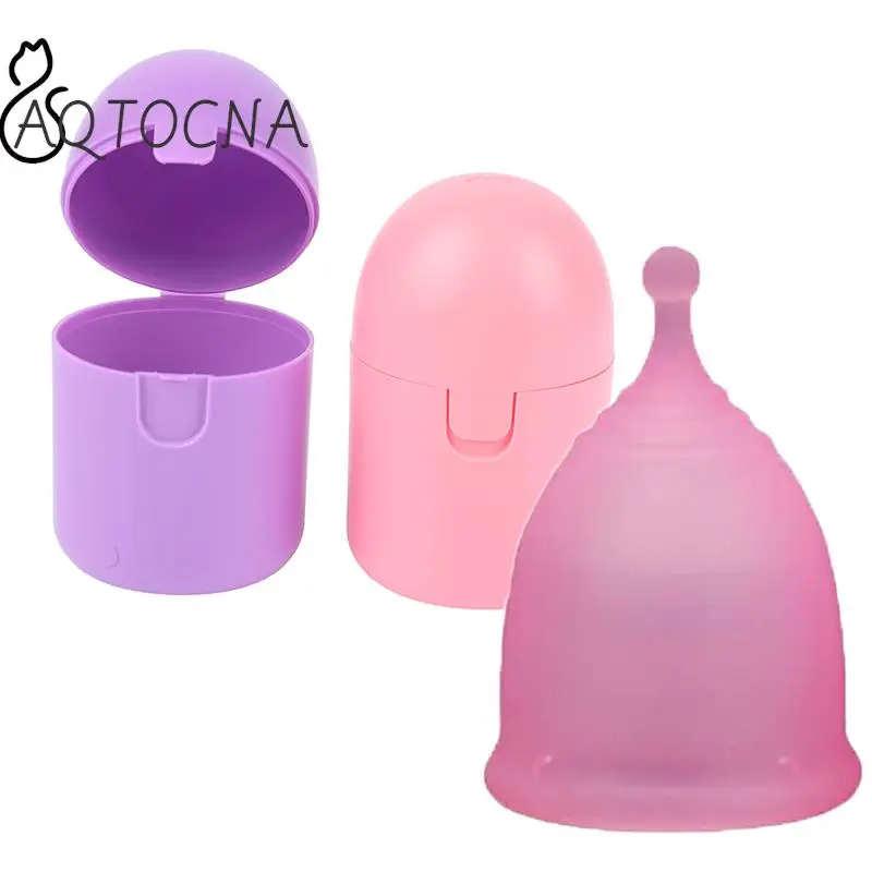 Portable menstrual cup medical silicone leak-proof with storage case feminine hygiene product