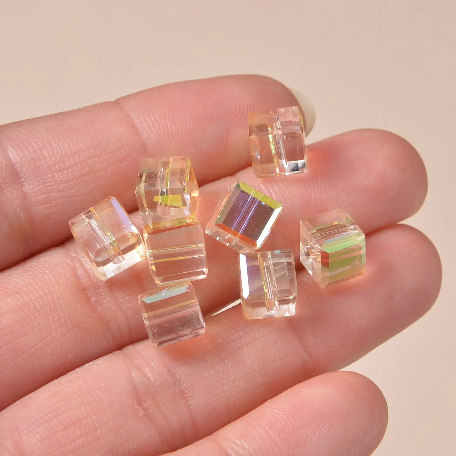 

36pcs Transparent Charms Glass Crystal Cross Hole Cube Square Loose Bead for DIY Making Bracelet Jewelry Accessories Wholesale