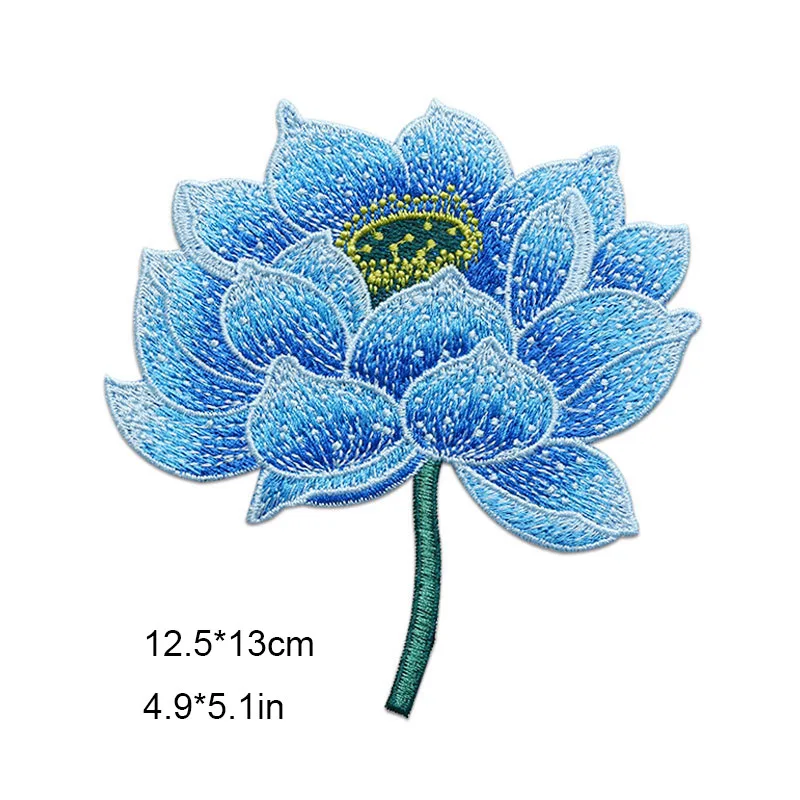 Lotus-Stickerei zum Aufnähen, DIY, kreative Dekoration für Kleidung, Tasche, Cartoon, bunte Blumenaufkleber – Detail 4