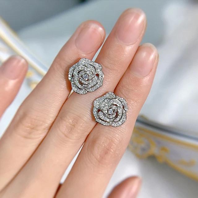 Jewelry for Women Full High Carbon Diamond Flower Party Stud
