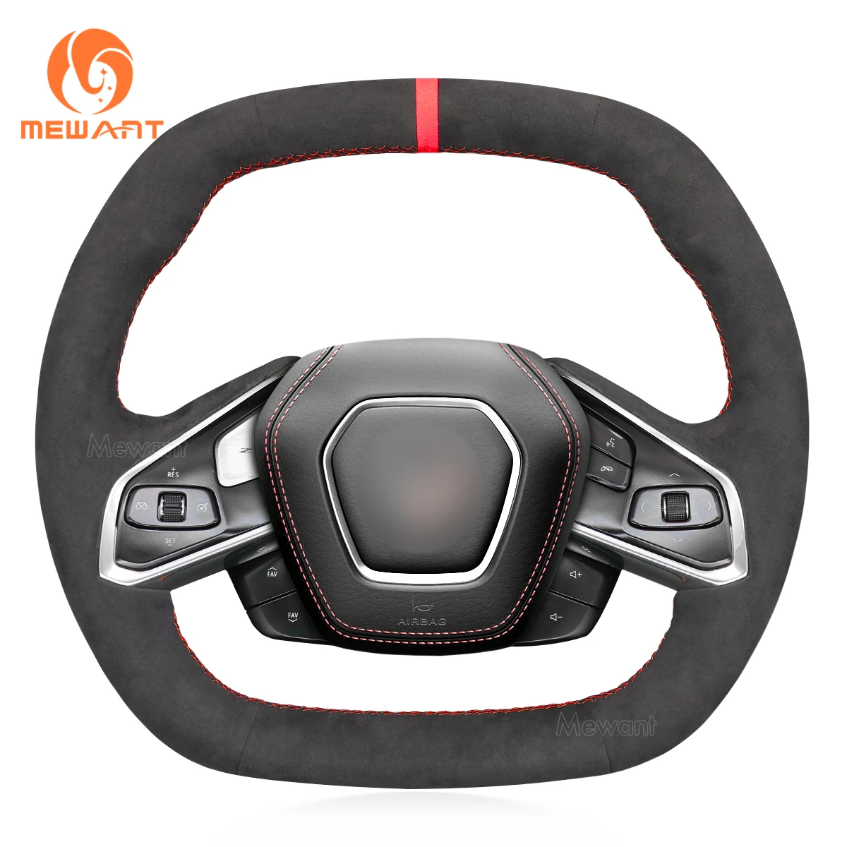 

MEWANT Dark Grey Alcantara Steering Wheel Covers for Chevrolet Corvette C8 Stingray Z06 2020 2021 2022-2023 Car Accsesories