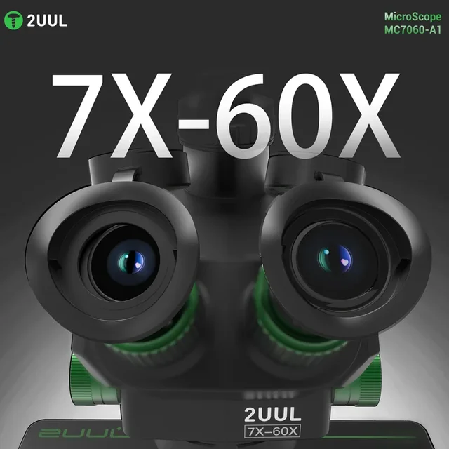 ميكروسكوب 2UUL MC7060-A1 ثلاثي العدسات (Trinocular) زوم 7-60X - قاعدة كبيرة 2