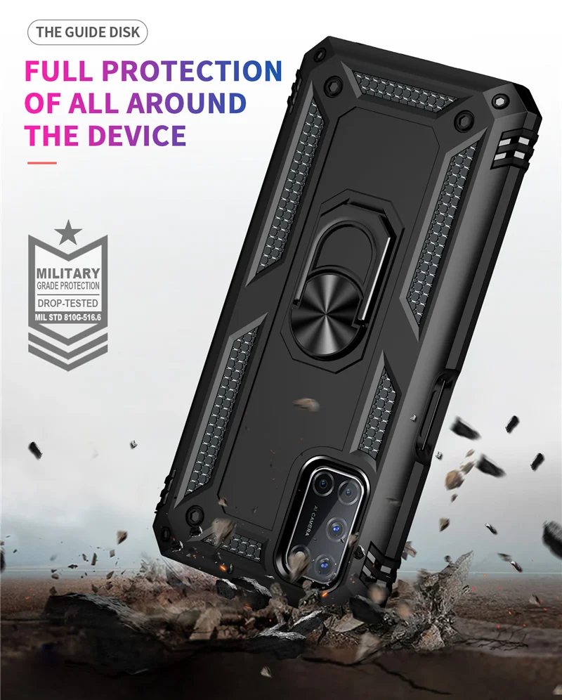 Fundas Cover For OPPO A52 A72 A92 Shockproof Armor Stand Holder Car Ring Phone Case TPU Bumper Shell Coque phone case phone protector cover