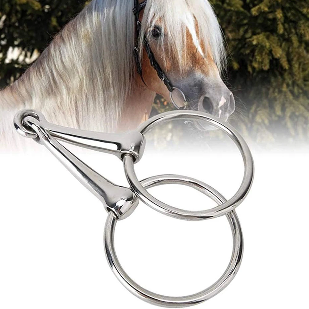 

Stainless Steel Snaffle Bit Horse Ring Double Jointed Mouth Horse Bit for Equestrian Supplies 135mm/145mm Dropship