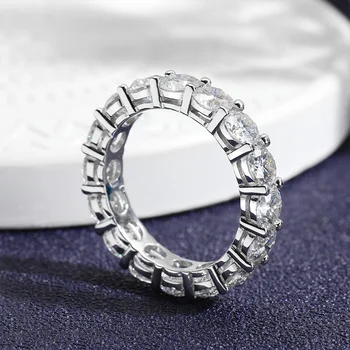 5mm D Color Moissanite Row Ring 925 Sterling Silver Diamond Wedding Band Rings For Women Certified Fine Jewelry Gift Houtros 3