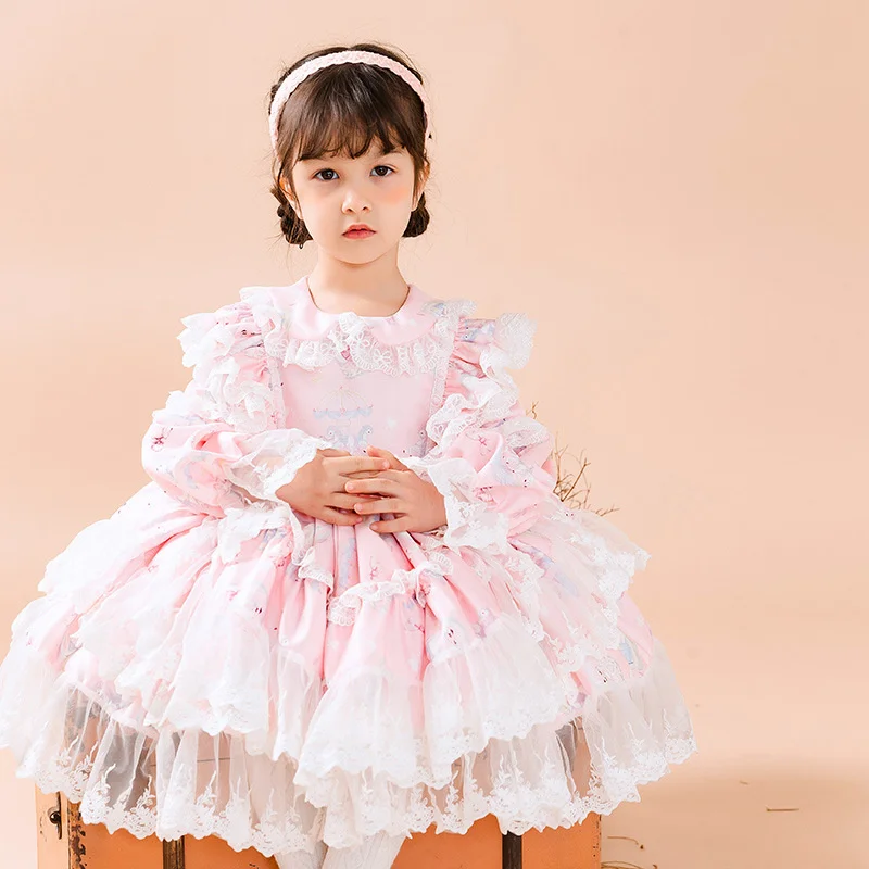 Spring New Lolita Girls' Clothes Children's Lolita Princess Fluffy Skirt Small and Medium-sized Children's Spanish Skirt