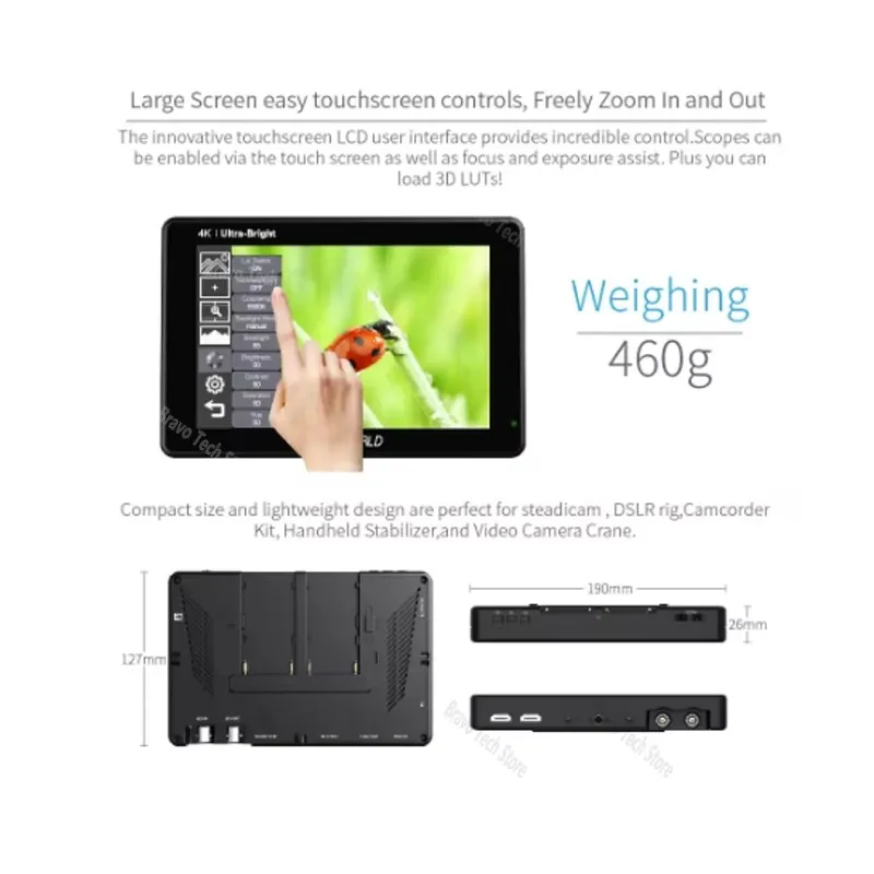 FEELWORLD LUT7 LUT7S LUT7 PRO 7 inch 2200nits 3G SDI 4K Touch Screen 3D LUT Field Monitor Full HD 1920x1200 IPS for DSLR Cameras