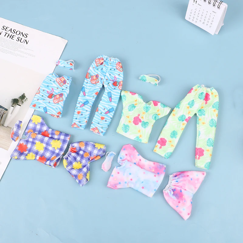 

1 Set Handmade Doll Pajamas+eye masks Daily Wear Girl Clothes for Doll Accessories Toy Gift