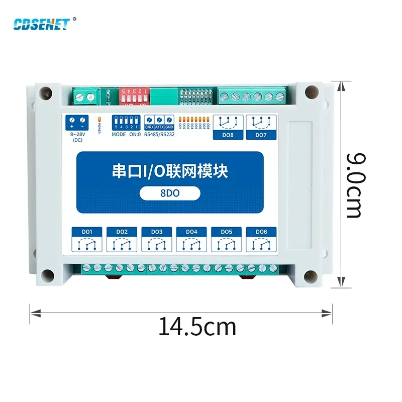 CDSENET ModBus 8DO 8 Digital Outputs RTU Serial IO Module RS485 Interface Rail Installation 8~28VDC MA01-XXCX0080  Tool Box