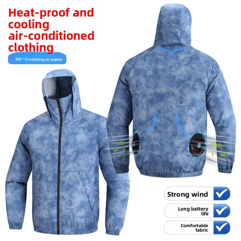 2025 Summer Cooling Shirt Outdoor Camping Fishing Shirt with Fan Sun Protection Breathable Air Conditioner Clothing Men Women