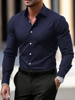 Chemise habillée homme infroissable à manches longues coupe ajustée, respirante, pour affaires, décontractée ou formelle, idéale pour mariage et fête 2