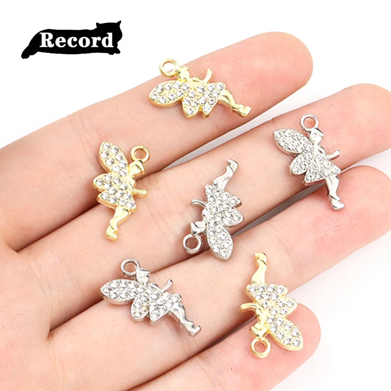 

15pcs Cute Fairy Elf Crystal Charms Silver/Gold Color Fashion Pendant for Making DIY Handmade Necklace Earring Accessories Gifts