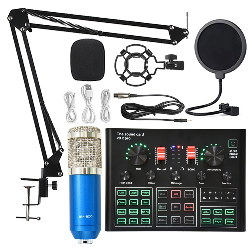 Placa de Som Microfone sem Fio para Jogos Mic para Telefone Microfone Profissional Estúdio Condensador Usb Cantando Karaoke pc bm 800 - Image 4