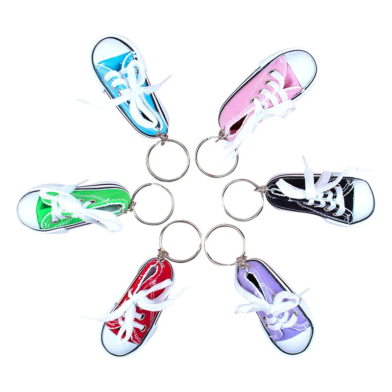 48Pcs Mini Canvas Sneaker Keychain Tennis Shoes Keychain Sport Sneaker Keyrings for Bag