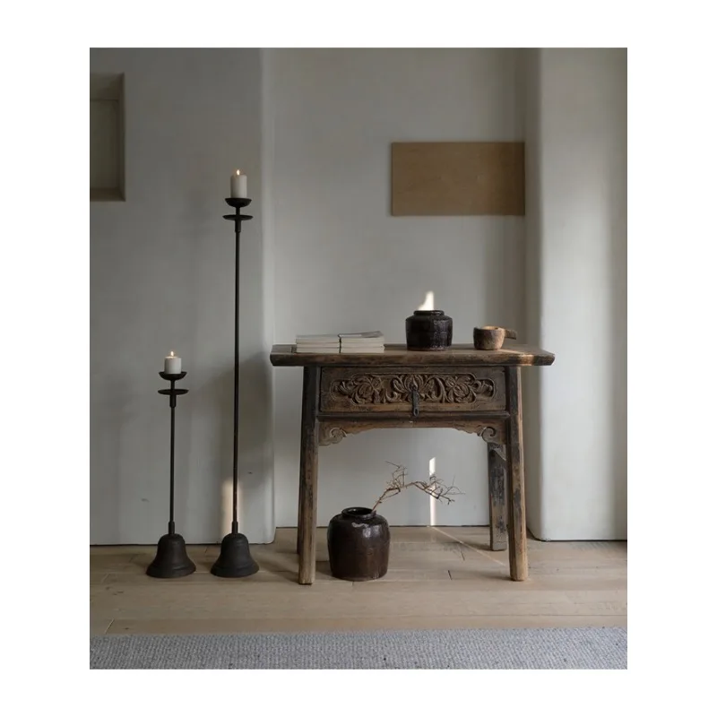 

Floor Candlestick Lamp Holder Retro Chinese Style Zen Decoration Iron Old-Fashioned Candle Holder Household Silent Style