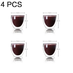 Double Wall Handmade Heat-Insulated Transparent Beverage Glasses - 80-450ml (4 pcs 80ml)