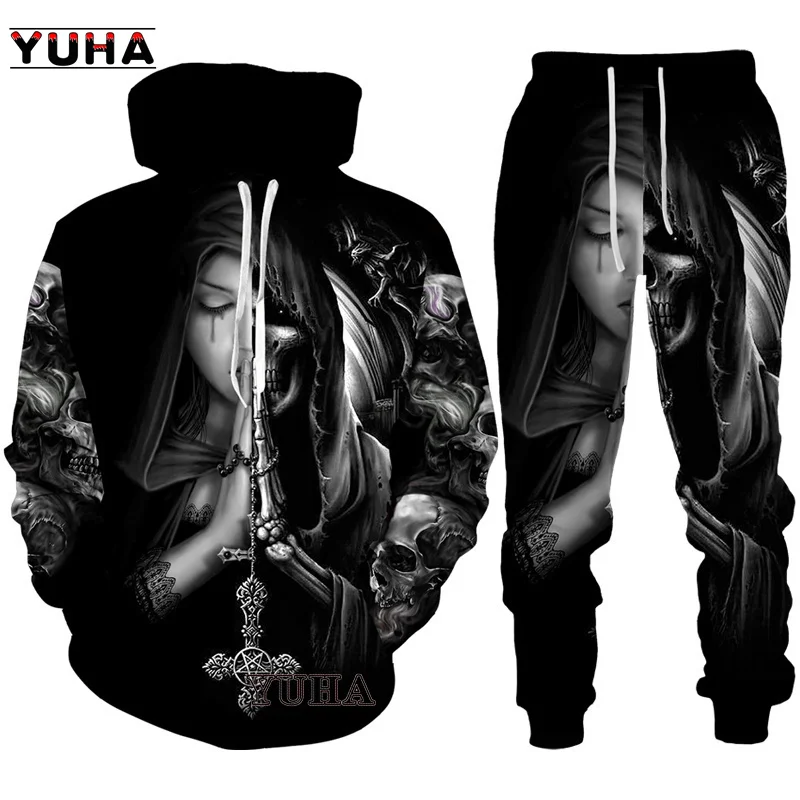 Men's Hoodies Sweatshirt 3D Print Horror Skull Streetwear Harajuku Pullover Hip Hop Jacket Men Women Tracksuit Oversized Hoodie