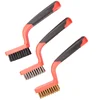 3Pcs Wire Brush Dirt Paint Scrubbing Stripper Brush With Soft Wide Curved Handle Grip 6