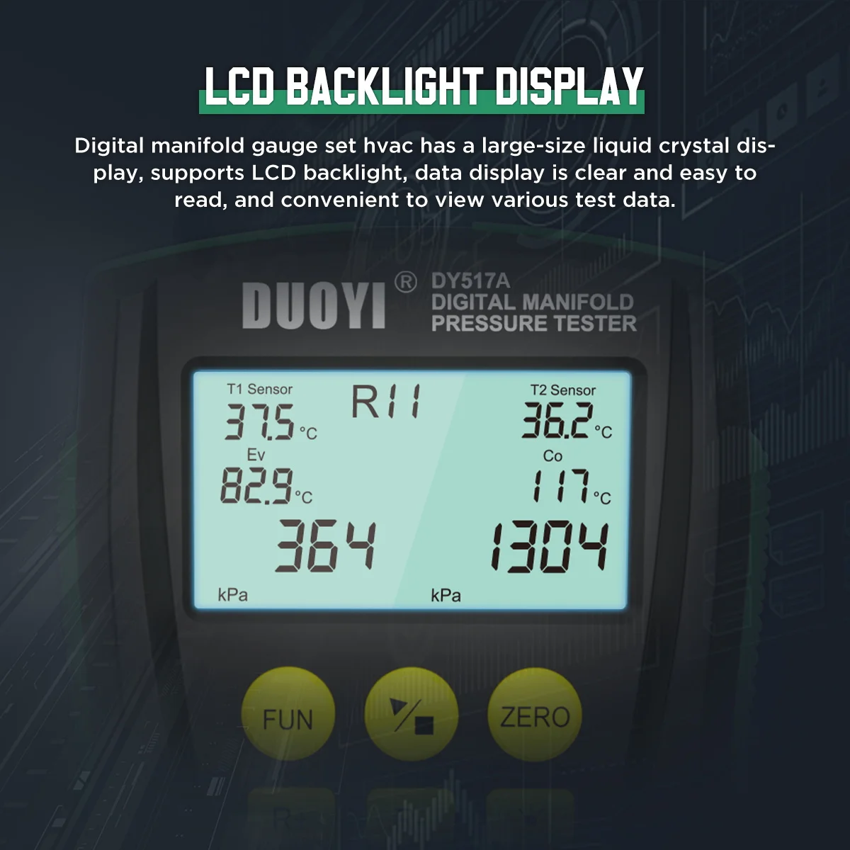 DUOYI DY517A/DY517 Digital Manifold Gauge Air Conditioning Vacuum Gauge ...