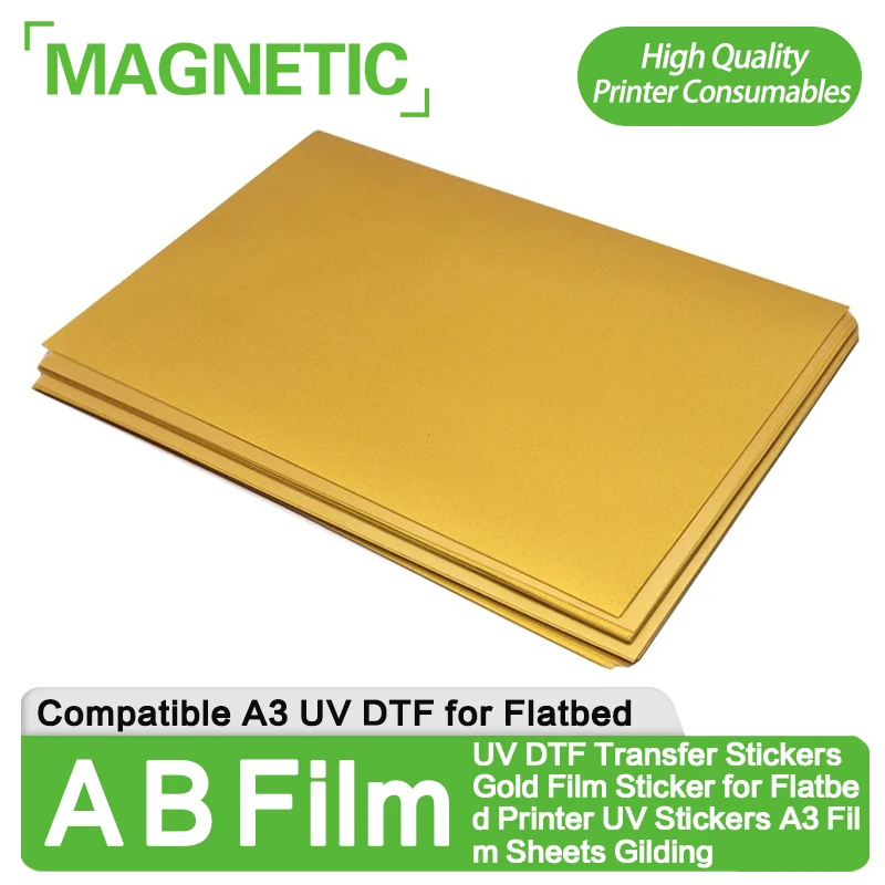 

100PCS A3 UV DTF A B Film UV DTF Transfer Stickers Gold Film Sticker for Flatbed Printer UV Stickers A3 Film Sheets Gilding