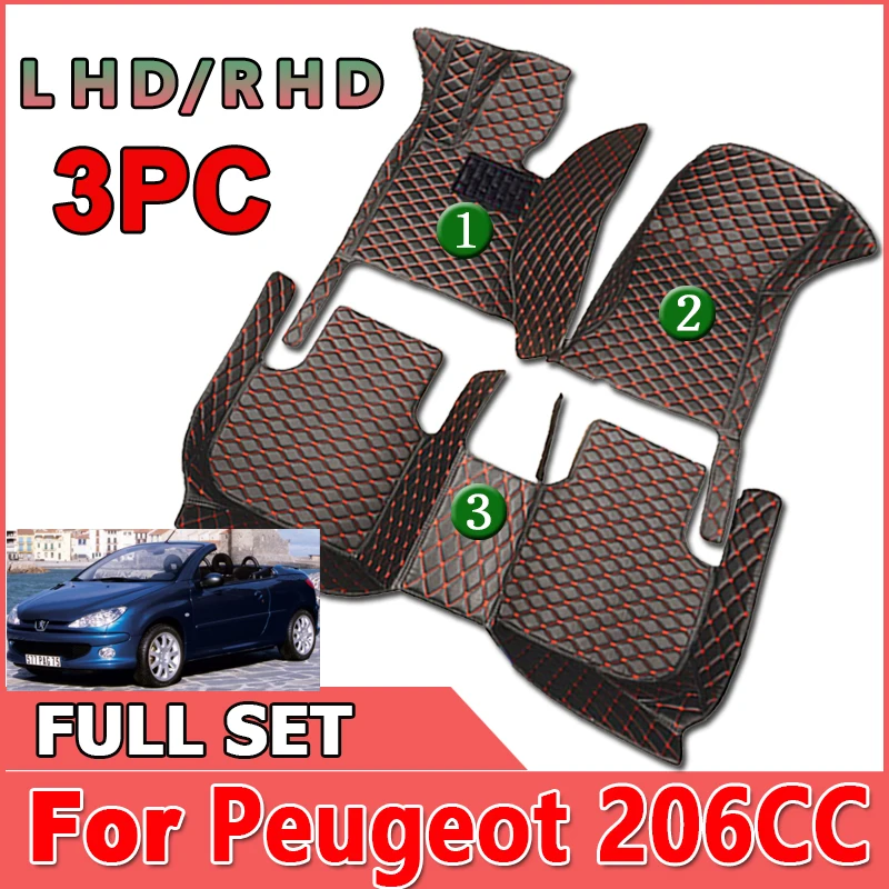 

Car Floor Mats For Peugeot 206CC 206 CC T16 2000~2008 Leather Mat Carpets Rugs Protective Pad Set Interior Parts Car Accessories