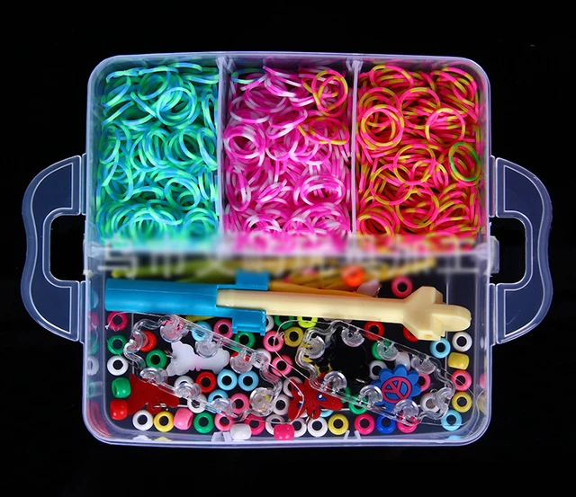 Rubber Bands Loom DIY Weaving Tool Box Creative Set Elastic Silicone Bracelet Kit Kids Toys for Children Arts Crafts Girls Gift 5