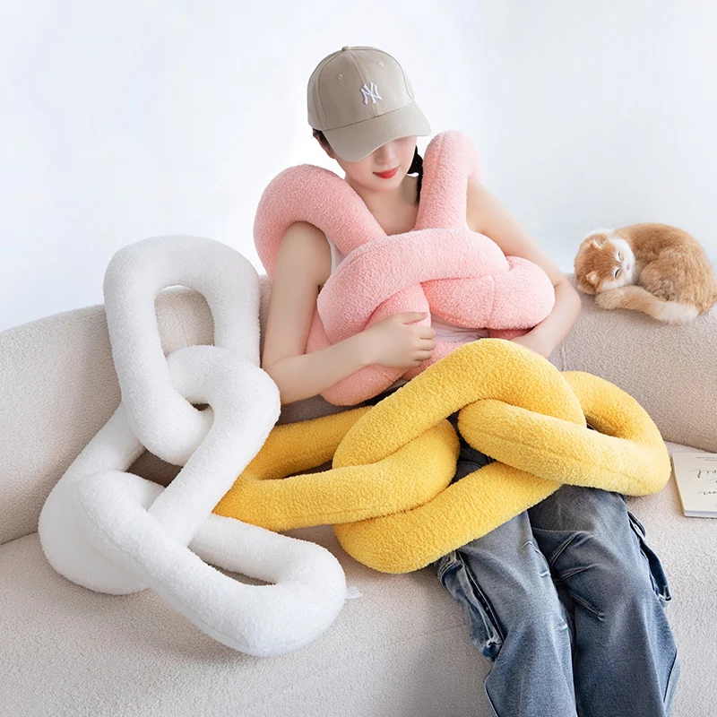 Ultra Soft Plush Colorful Chain Knot Pillow Yellow Pink Green Blue White INS Fashion Nap Head Cushion Friend Gift