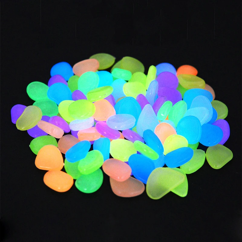 Garden Decor Luminous Stone Glow in the Dark Pebbles Sidewalk Terrace Lawn Garden Patio Fish Tank Aquarium Decorations 10/50 Pcs