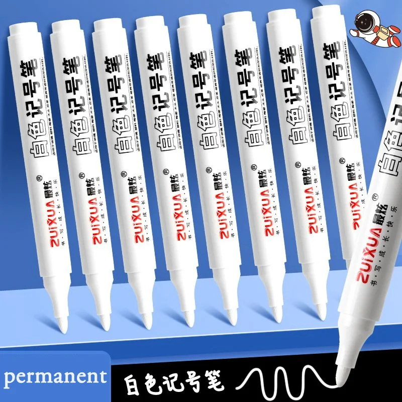 

3/4/5Pcs White Marker Pens 0.7-2.0mm Nib Oily Permanent Waterproof For Car Tyre Wood, Rock,metal,Rubber Engineering, Logistics