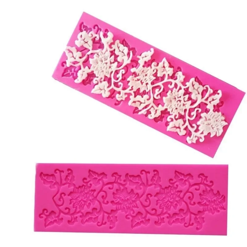 Lace Flower And Leaf Sugar Process Silicone Lace Embossed Cake DIY Mold Candy Decoration Mold Pad Home Kitchen Baking Mold