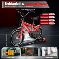 Vélo d'apprentissage rouge pour enfants de 14 pouces, vélo pour enfants avec 2 roues d'apprentissage réglables, vélo d'exercice pour enfants 3