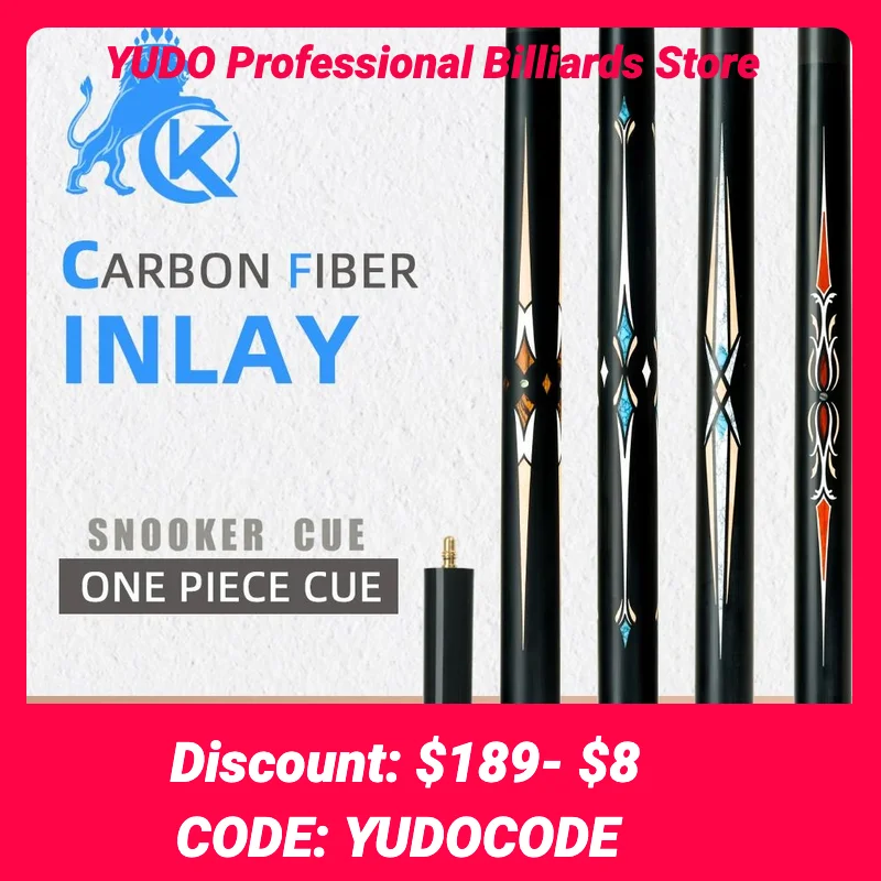 

KONLLEN Snooker Cue Stick 10.2mm Inlay Carbon Fiber Single Cue Ebony Butt Black Technology Billiard Cue with Extension and Case