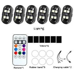 Rechargeable RGB LED Strobe Warning Lights for Aircraft and Motorcycles (6pcs)