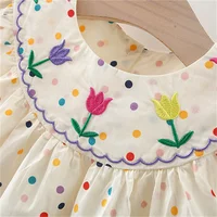 Summer New Baby Girl Dress Colorful Polka Dot Embroidered Flowers Cotton Children Clothes 0 to 3 Years Old 3