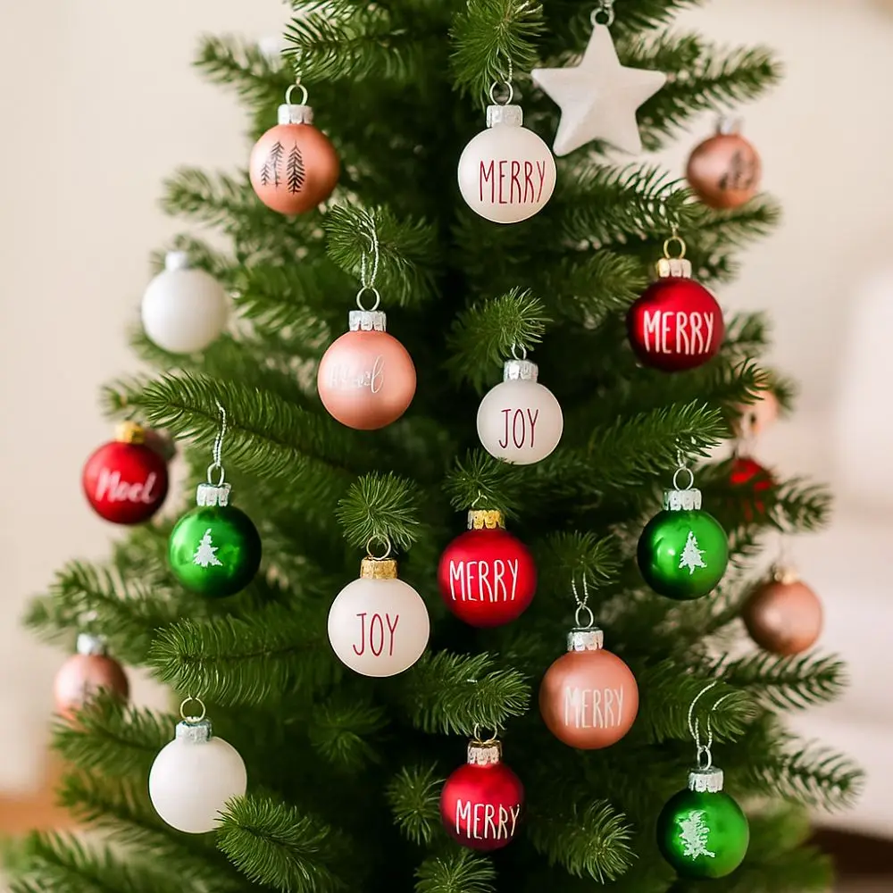 Painted Glass Christmas Ball Ornaments Hanging Glitter Xmas Baubles Handmade Christmas Tree Decoration Xmas Tree Decoration