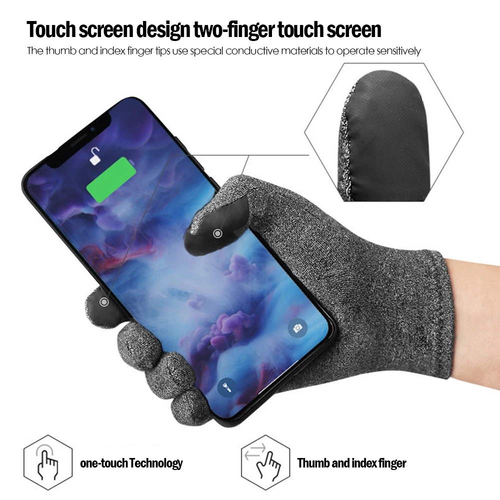 Arthritis Compression Gloves Touch Screen Full Finger Therapy Gloves Wrist Support Carpal Tunnel Pain Relief Brace Sports Gloves 2