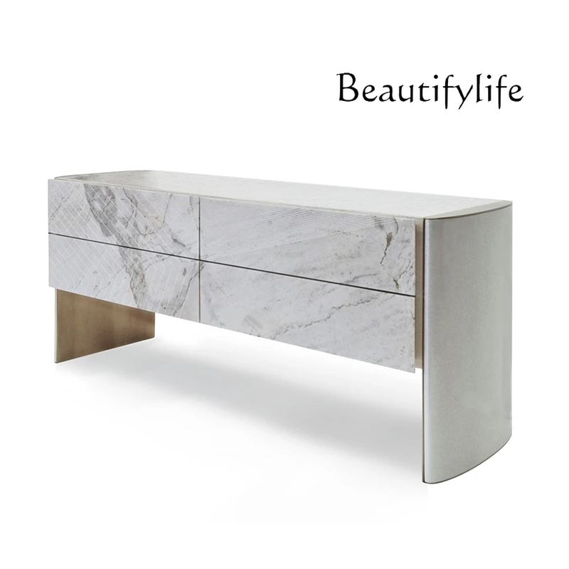 

Italian Mild Luxury Marble Dining Side Locker Wall Floor Designer High-End Entrance Cabinet