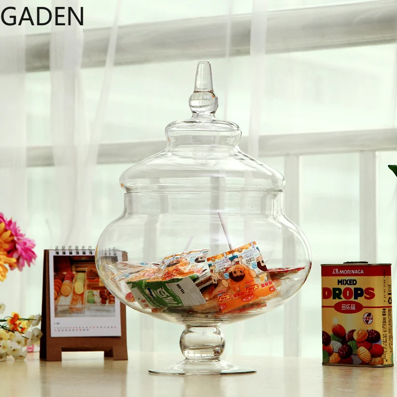 European-style Transparent Glass Candy Jar Household Glass Cover Storage Jar Home Decoration Accessories Desktop Ornaments 3