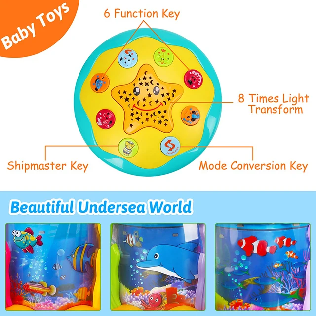 Jouets pour bébés de 1 à 3 ans, projecteur rotatif de lumière océanique, jouets musicaux Montessori, jouets sensoriels éducatifs précoces, cadeaux pour tout-petits 4