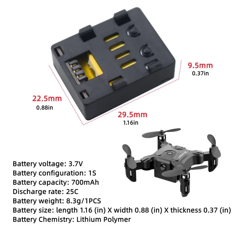 รูปสินค้า แบตเตอรี่ Lipo 3.7V 700mAh สำหรับโดรน 4DRC V2 Mini