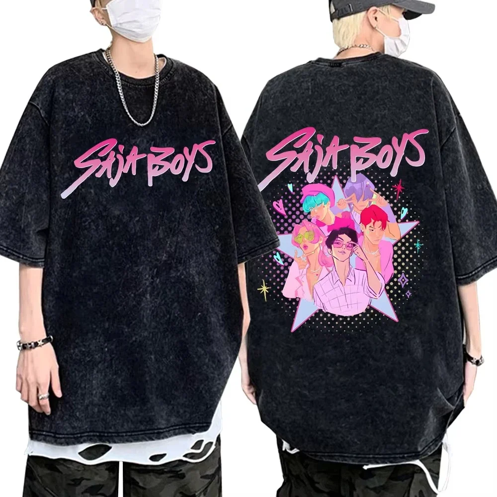 Washed Vintage KPop Demon Hunter Boy Double Sided T-Shirt