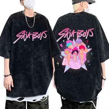 Washed Vintage KPop Demon Hunter Boy Double Sided T-Shirt