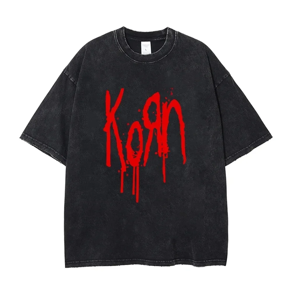 

Vintage T-shirts Rock Band World Tour T-shirt Washed Retro Tshirt 100% Cotton O-neck Tshirts Summer Streetwear Shirts Tops