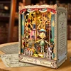 DIY Wooden Puppet Theater Book Nook Shelf Insert Miniature Model Kits Bookshelf with Light Bookend for Friends Birthday Gifts 3