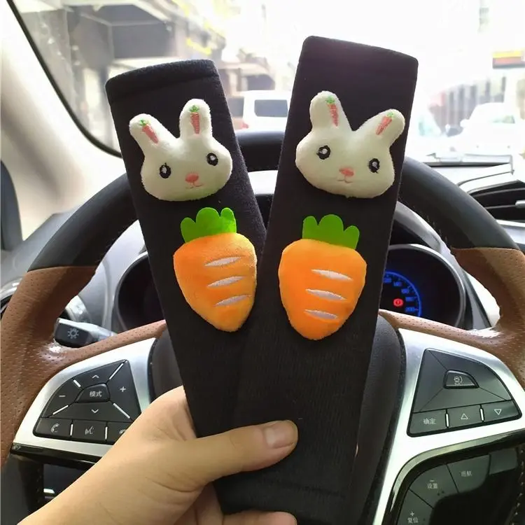 Cute Rabbit Car Rearview Mirror Cover Cute Cartoon Korean Seat Safety Belt Cover Car Interior decoration accessories